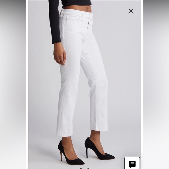 NWT- Good Straight High Waist Raw Hem Straight Leg Jeans- White-Size 12 - Picture 3 of 9
